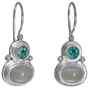   Sterling Silver Aquamarine & Apatite Drop Earrings by Sajen: Jewelry