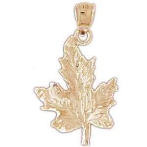  14kt Yellow Gold Maple Leaf Pendant: Jewelry