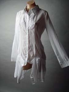 WHITE Victorian Steampunk Edwardian Pintuck Pleat Bustle Tailcoat Top 