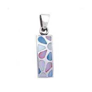  Sterling Silver Bar Mother Of Pearl Pendant with Box 