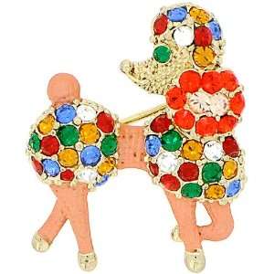  Colorized Poodle Dog Swarovski Crystal Animal pin brooch 