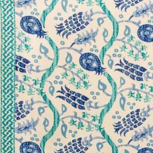  Nisiotiko Linen Print   Aqua Sapphire Blue Indoor 