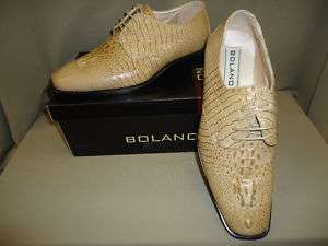 New Mens Beige Oyster Tan Faux Alligator Dress Shoes  