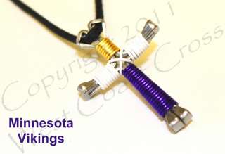 Team Horseshoe Nail Cross Necklace   Minnesota Vikings  