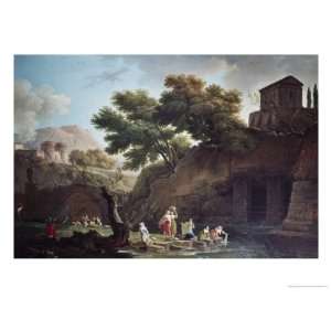 Paysage Marine Blanchisseuses Giclee Poster Print by Claude Joseph 