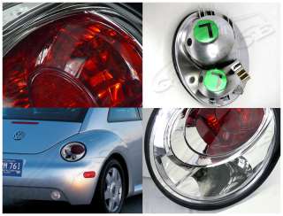 VW 98 05 BEETLE EURO CHROME CLEAR ALTEZZA TAIL LIGHTS PAIR  