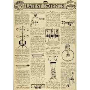  1920 Article Patent Flying Machine Parachute Electric Light 