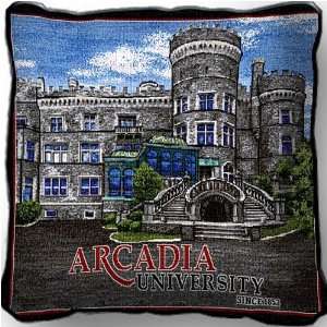 Arcadia University Castle Jacquard Woven Pillow   17 x 17  