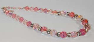 Vendome Vintage Pink Crystal & Rhinestone Necklace & Earrings Set 