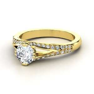 Guinevere Ring, Round Diamond 14K Yellow Gold Ring with 