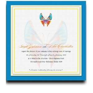  145 Square Wedding Invitations   Butterfly Rainbow Blue 