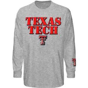  Texas Tech Red Raiders Youth Logo Stamp Long Sleeve T Shirt   Ash 