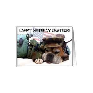  Happy Birthday Brother Military Boxer Dog Card Health 