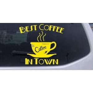 Yellow 26in X 23.4in    Best Coffee in Town Cafe Diner Business Car 
