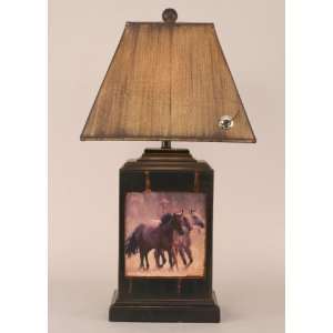 Bead Board Pot Lamp with Running Horses Scene