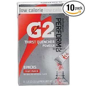 10 Box Special  Gatorade G2 Powder Packs Low Calorie Drink Mix, FRUIT 
