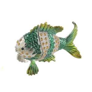  Andrea by Sadek Green Fish Jeweled Trinket Box: Everything 