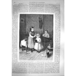  1869 Children Playing Awarding Prizes Book Old Print