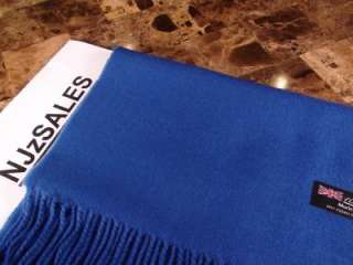   SOLID ROYAL BLUE Wool SCARF Made in SCOTLAND X Mass Sale S95  