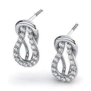 Love Knot Diamond Earrings in 18k White Gold. (.34ctw)