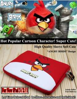 Red ANGRY BIRDS Soft Sleeve Case Pouch Cover 4 iPad 1/2(HQCute Bag 