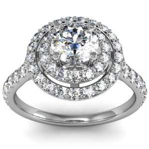  1.07ct Unique Double Halo Diamond Engagement Ring Thin 14K 