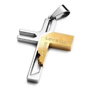    Mans Gold Mens Stainless Steel Unique Cross Pendant Jewelry