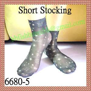 6pair Short Stocking Socks Anklet Star Black Nylon silk  