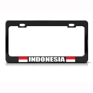 Indonesia Indonesian Flag Black Country Metal license plate frame Tag 