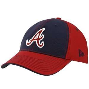   Atlanta Braves Navy Blue Red Nubussy Adjustable Hat: Sports & Outdoors