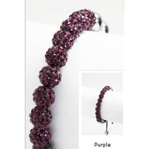  Syms Purple 8mm Swarovski Crystal Ball Shamballa Bracelet 