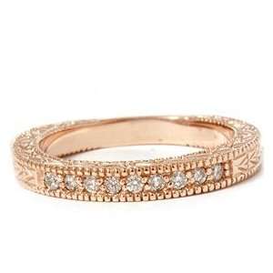  .25CT Engraved Diamond Ring 14K Rose Gold: Jewelry