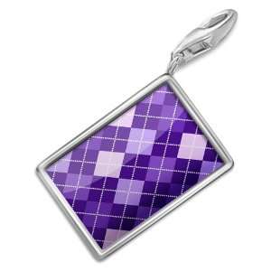  FotoCharms Purple checkered design / pattern   Charm with Lobster 