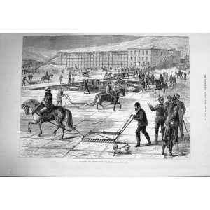  1875 Ploughing Storing Ice Hudson River New York