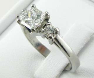   GIA Princess Cut DIAMOND Engagement RING   Platinum Three Stone Estate