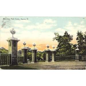   Postcard   Riverview Park Gates   Aurora Illinois 