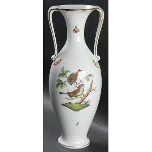 Herend Rothschild Bird (Ro) 13 Handled Vase, Fine China 
