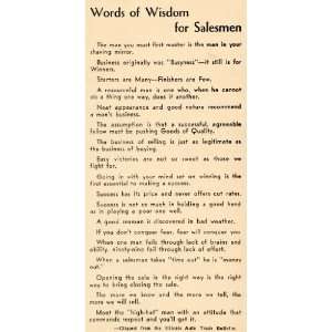  1935 Words Of Wisdom For Salesman Auto Trade Bulletin 