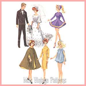 Vtg Barbie Ken Doll Clothes Pattern HUGE WARDROBE Wedding Dress Bridal 