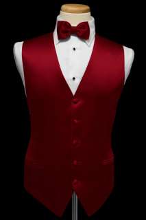 Premiere Satin Vest & Tie (36 Colors)    Apple Red  