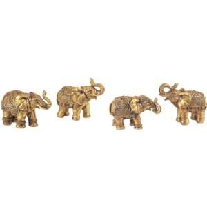  Set Of 4 Thai Elephant Collectible Statue Figurine 