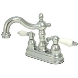   Set Lavatory Faucet With Metal Pop Up Drain & Porcelain Lever Hand