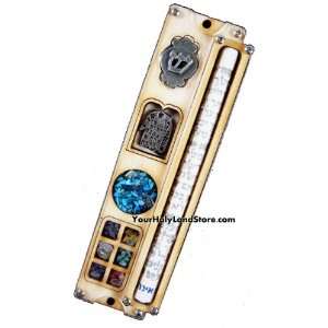 Mezuzah with Shema Israel Scroll and 7 Blessings Hamsa Protection Hand