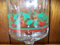 vintage Arbys Christmas red & green stemmed wine glasses goblets 
