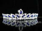 A3511 Blue Wedding Bridal Veil Crystal Rhinestone Tiara items in 