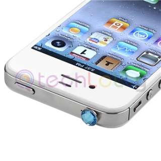 For iPhone 4 4S BLUE Diamond Anti dust Plug Dust Stopper 3.5mm Dock 