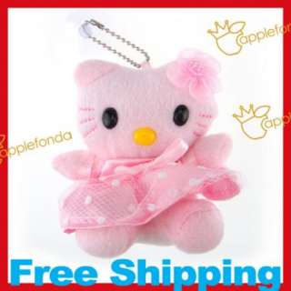 U100 handmade stuffed Pink Kitty Plush Doll Toy 3.8  