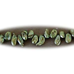  Freshwater pearl, yellow green, approximately 10x7mm top 