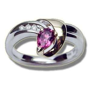  .045 ct 6X4 Pink Tourmaline Twotone Ring: Jewelry