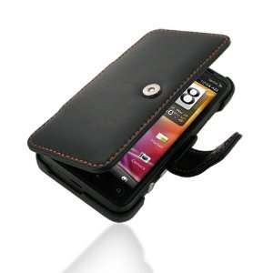  PDair B41 Black/Orange Stitchings Leather Case for HTC EVO 
